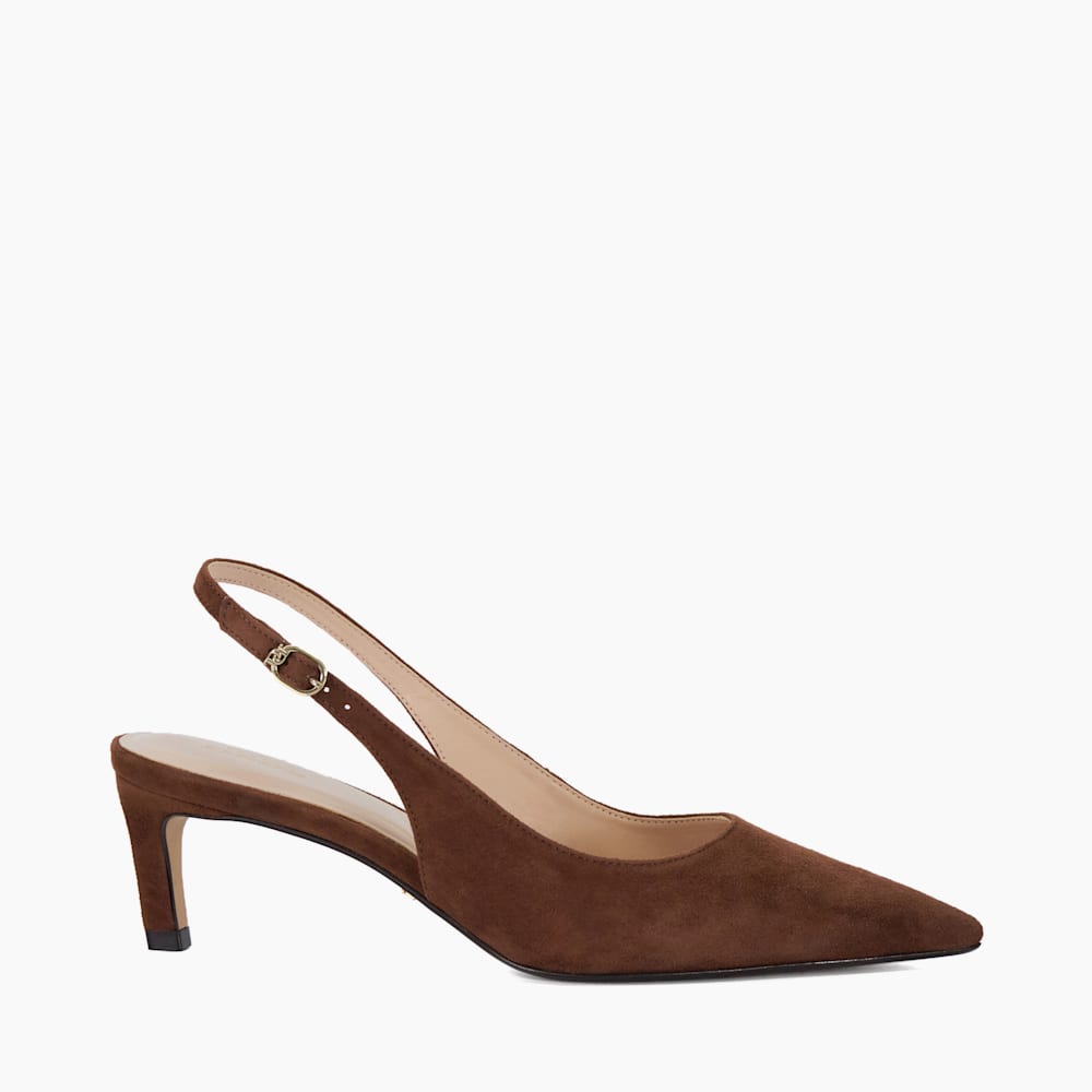Celinna Chestnut Pointed Toe Sling Back Heels Dune London