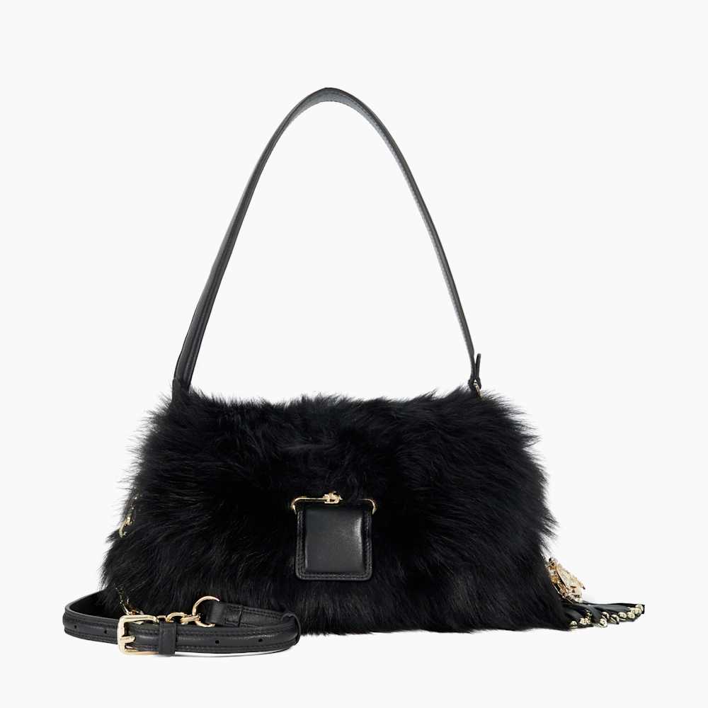 Black fluffy bag deals