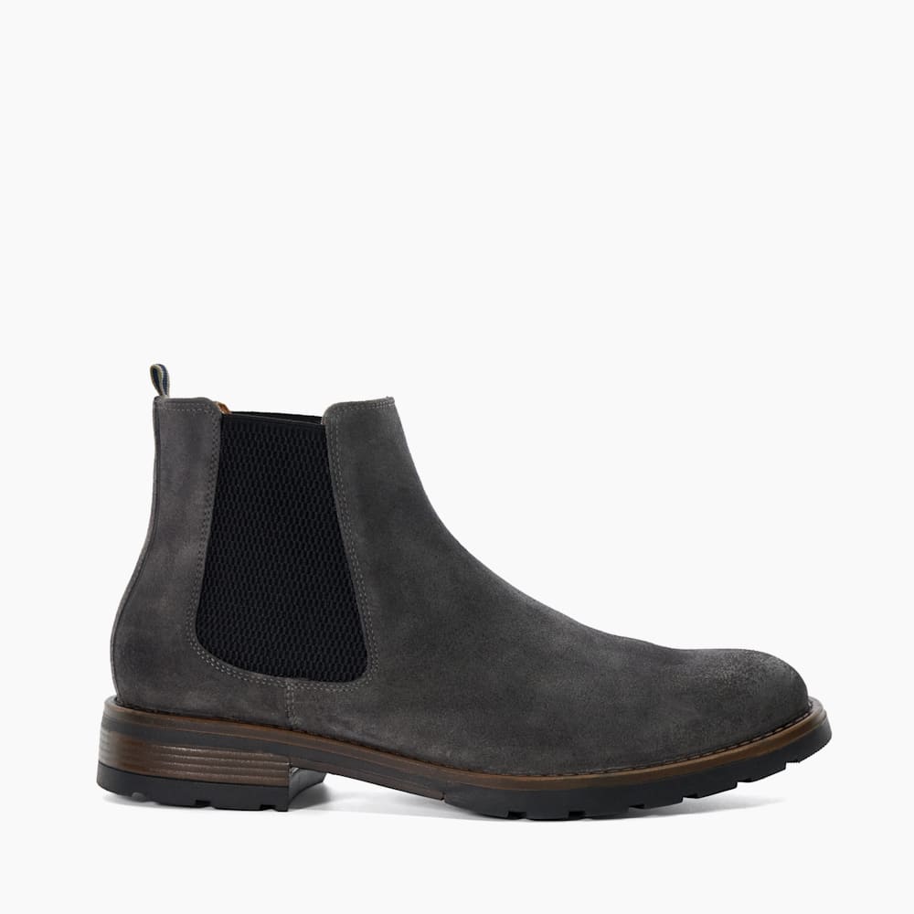 Chelty Grey Brushed Suede Chelsea Boots Dune London