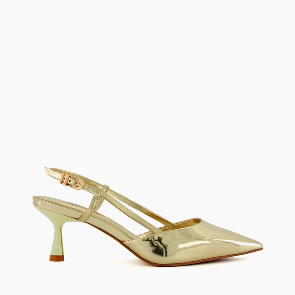Classify Gold, Flare-Heel Slingback Court Shoes Dune London