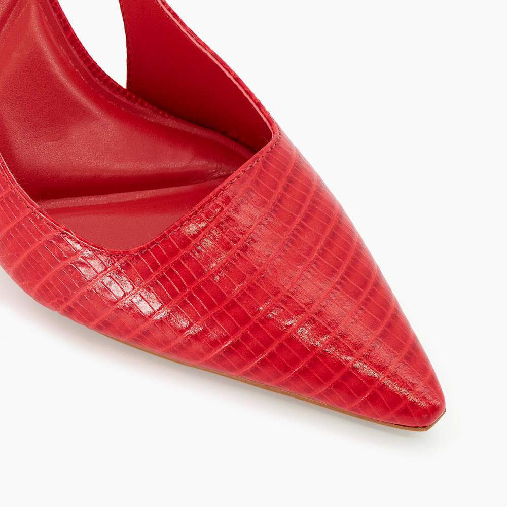 Closer Red Reptile Effect Leather Slingback Courts Dune London