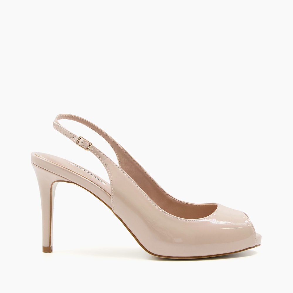 Coco Nude Patent Sling Back Heels Dune London