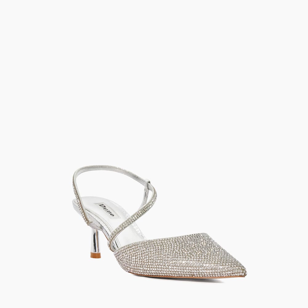Silver strappy kitten heels deals