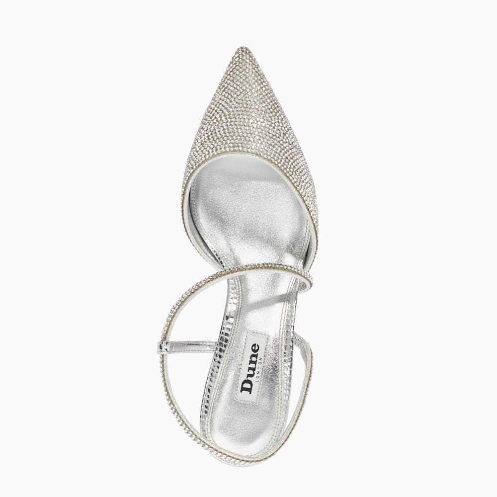 Competitive Silver Hotfix Kitten Heel Slingbacks Dune London