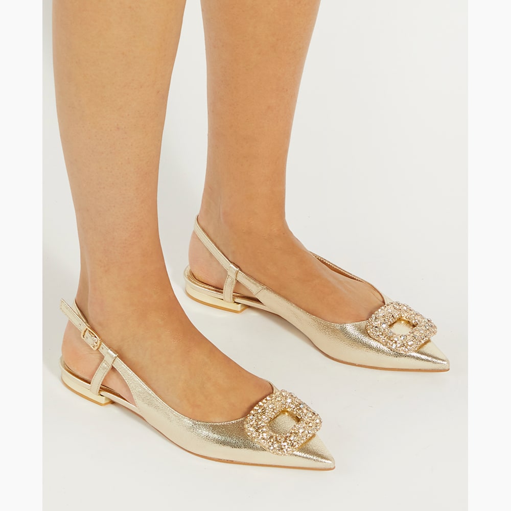 Confidence – Doré, Chaussures plates à bride arrière Solitaire