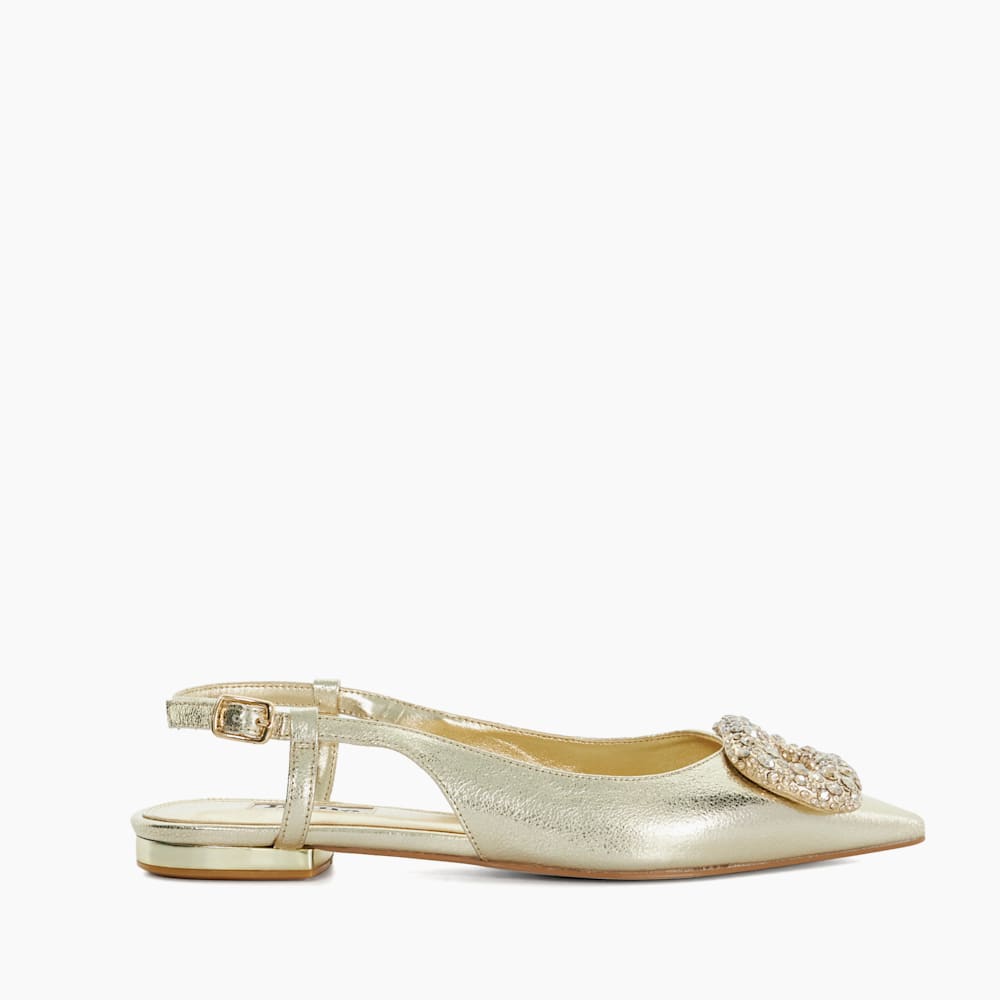 Confidence Gold, Solitaire Slingback Flats Dune London