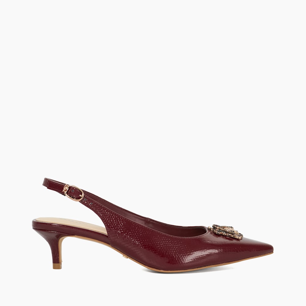 Context Burgundy, Dune Bug Embellished Kitten Heels | Dune