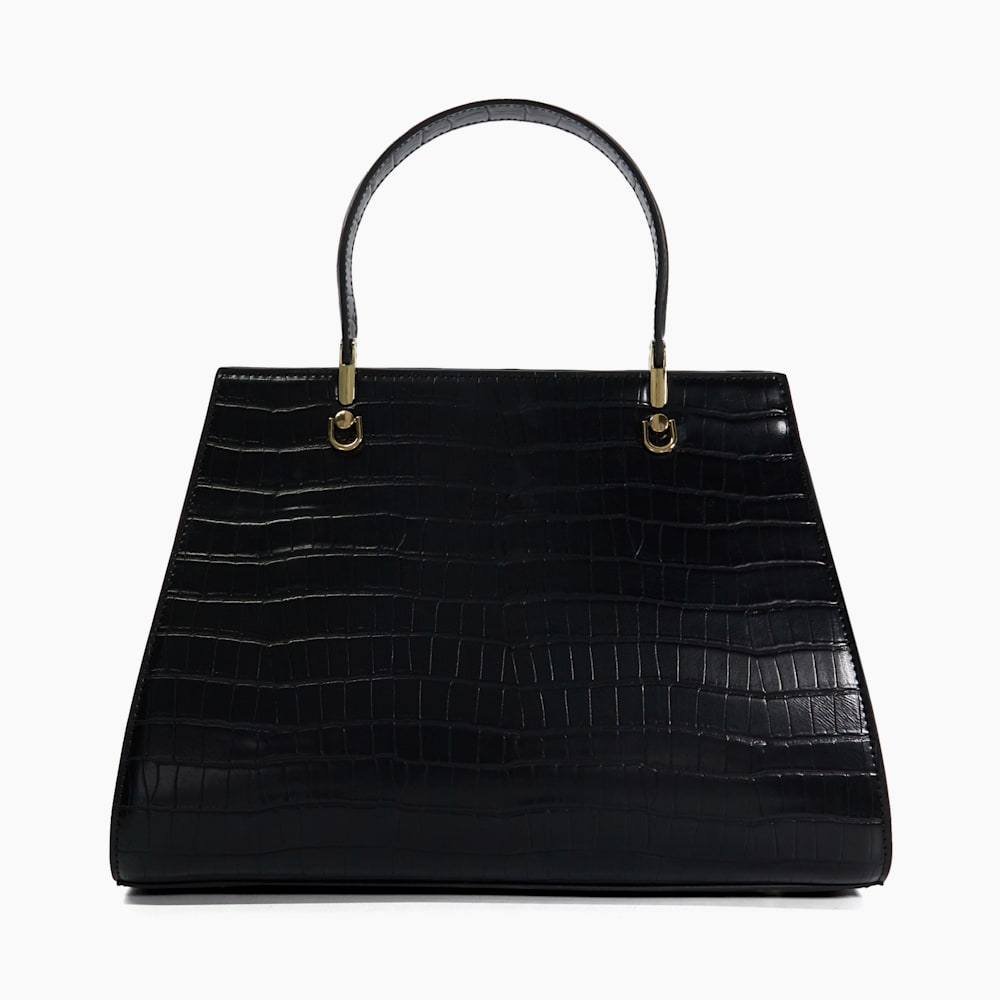 Dante L Black Structured Top Handle Bag Dune London