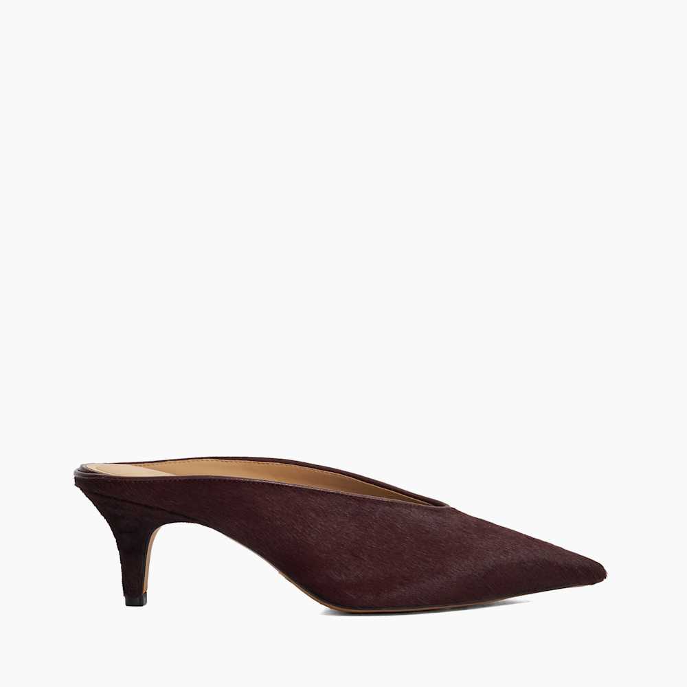 Decisive Burgundy, Leather Kitten Heel Mules Dune London
