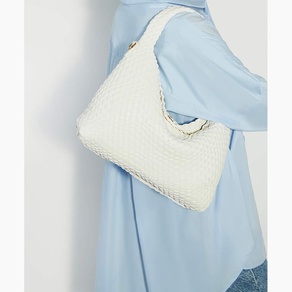 Deliberate White Woven Shoulder Bag Dune London