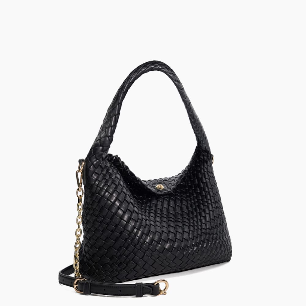 Deliberate Black Woven Shoulder Bag Dune London