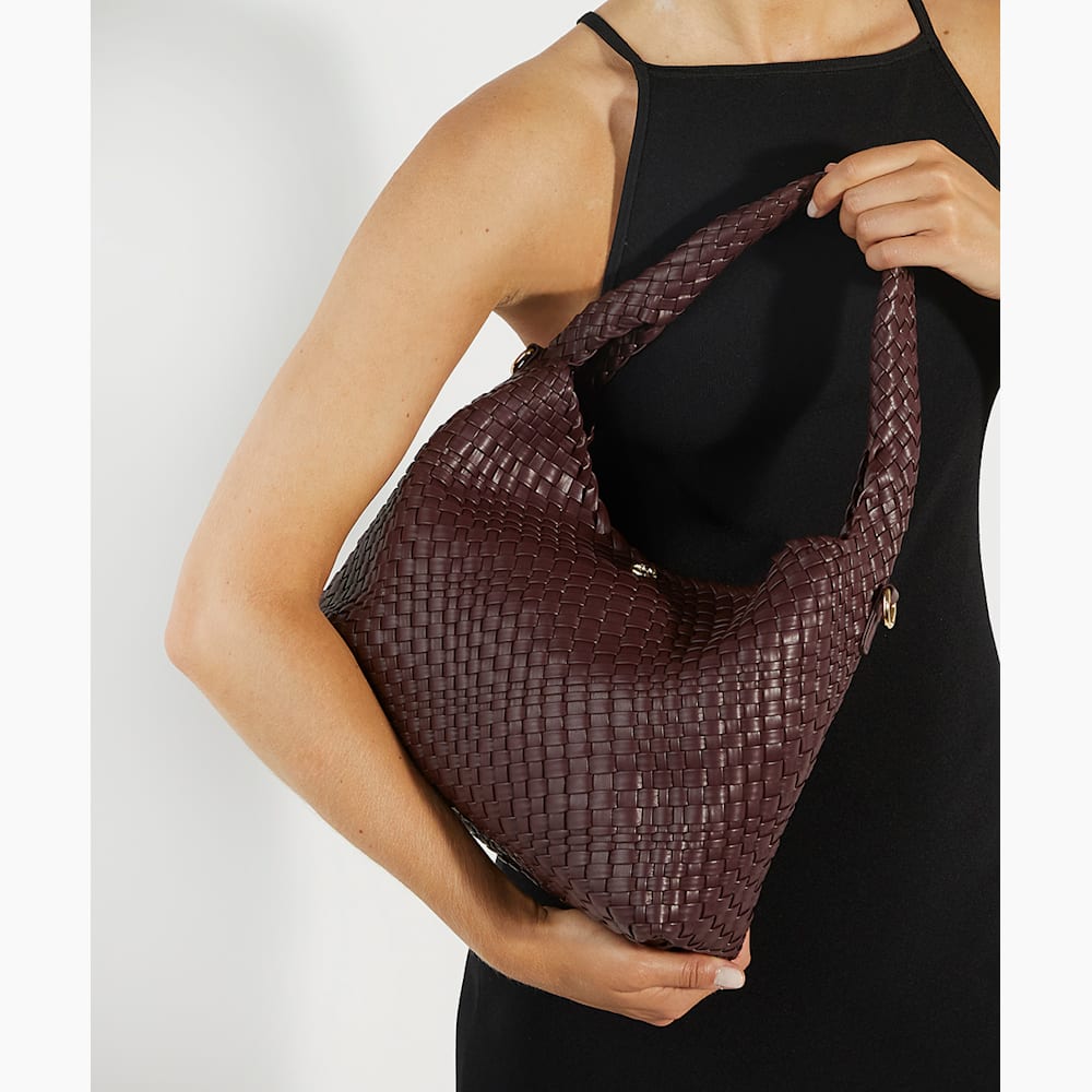 Deliberate Burgundy Woven Shoulder Bag Dune London