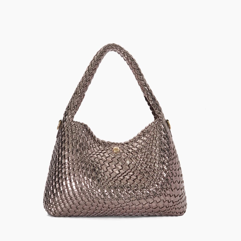 Deliberate Pewter Woven Shoulder Bag Dune London