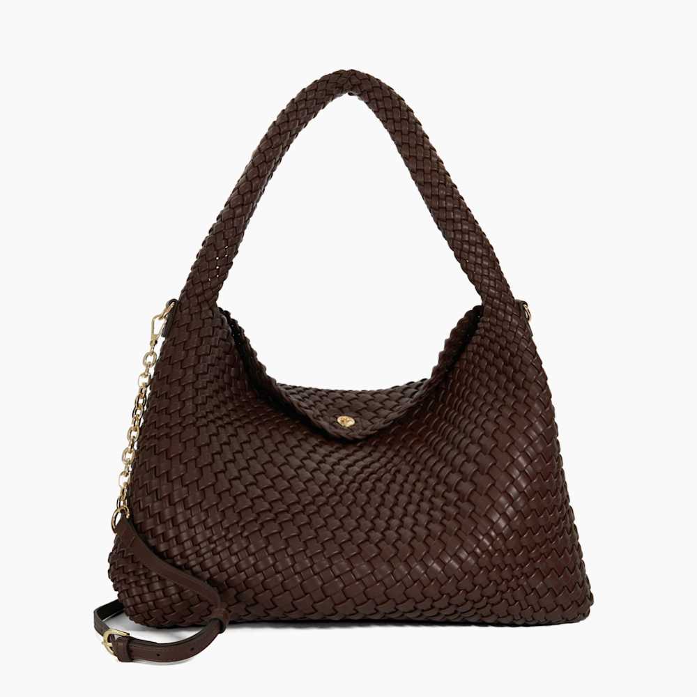 Deliberate L Chocolate, Woven Shoulder Bag | Dune London