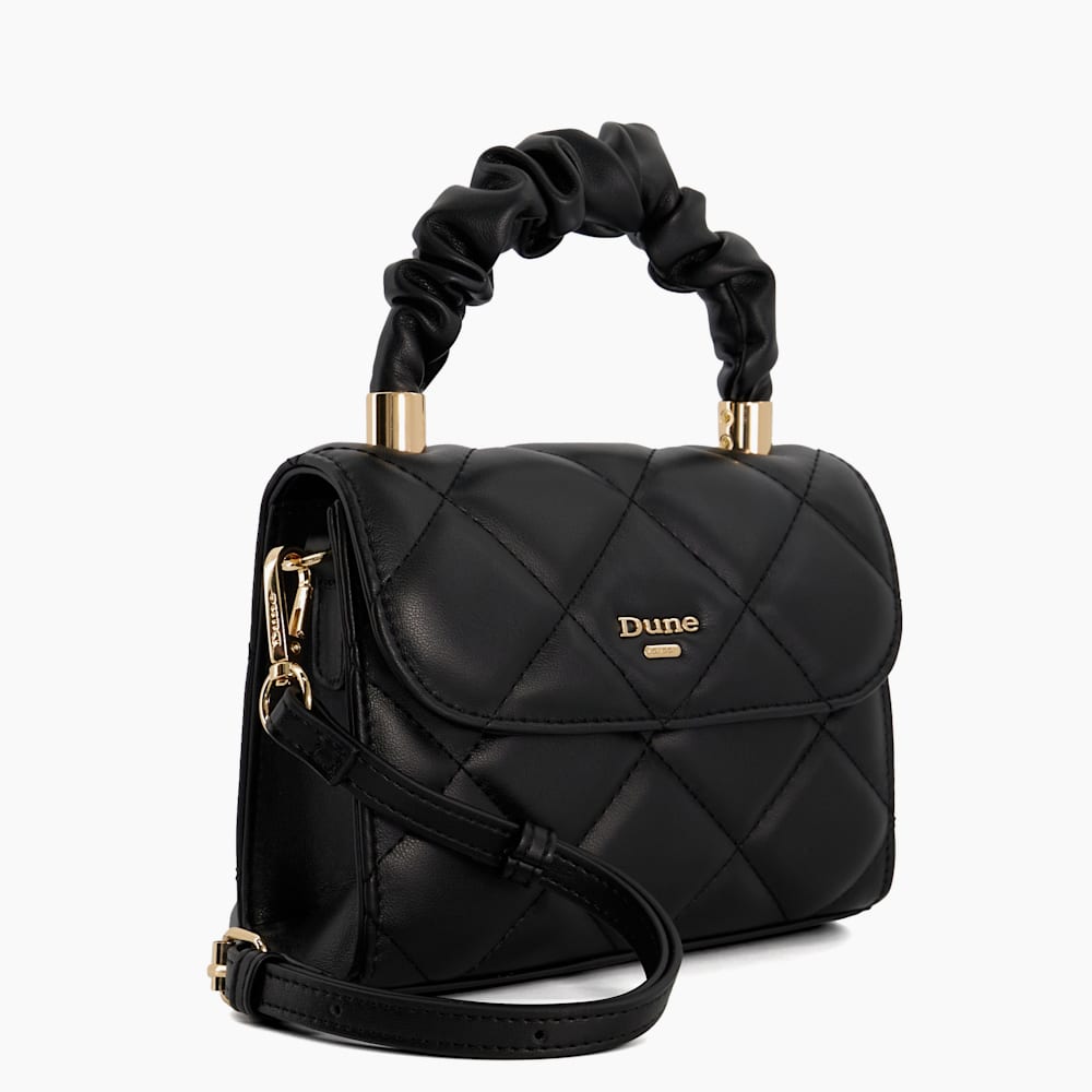 Delighto Black Ruched Handle Quilted Grab Bag Dune London