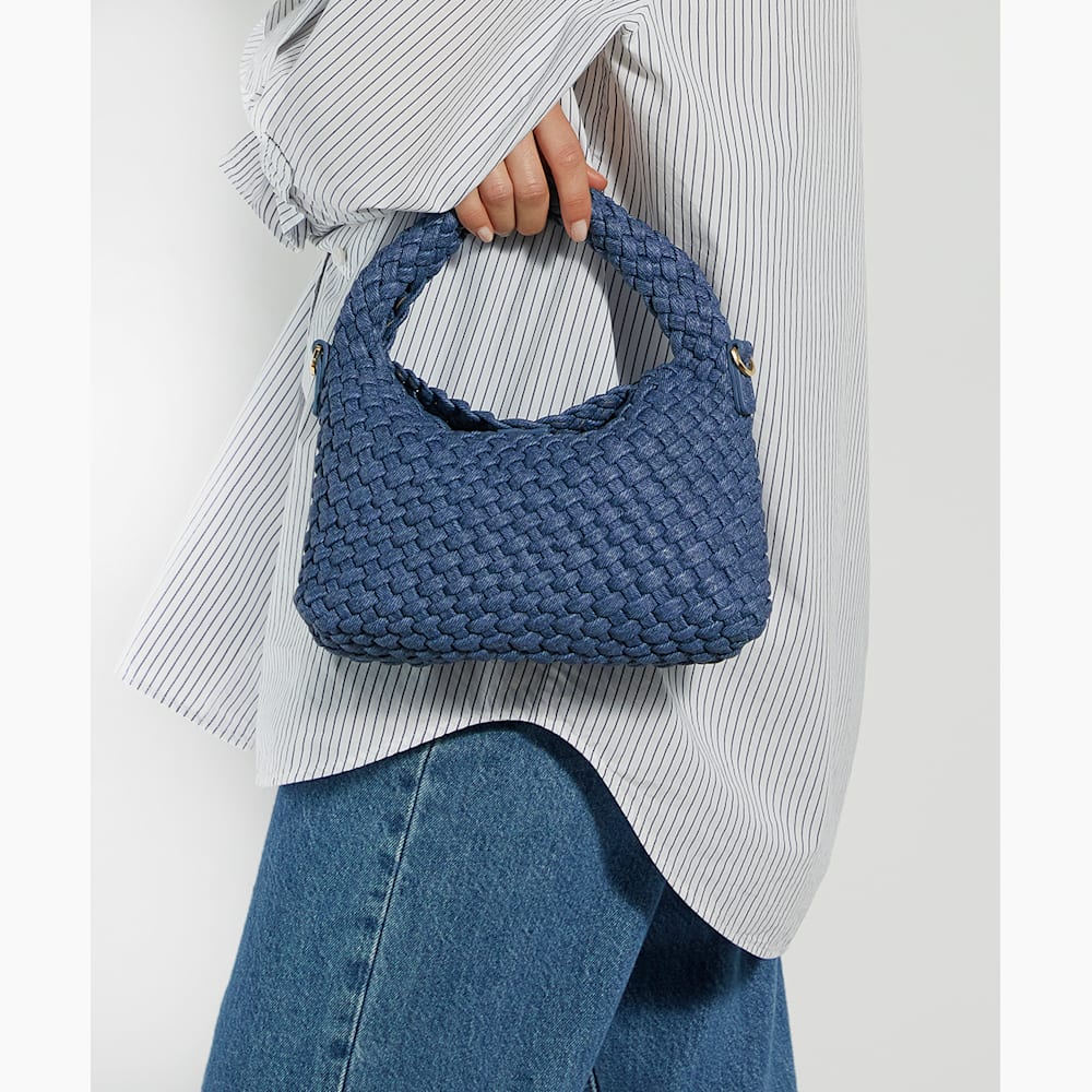 Dinkydeliberate Blue Small Woven Shoulder Bag Dune London