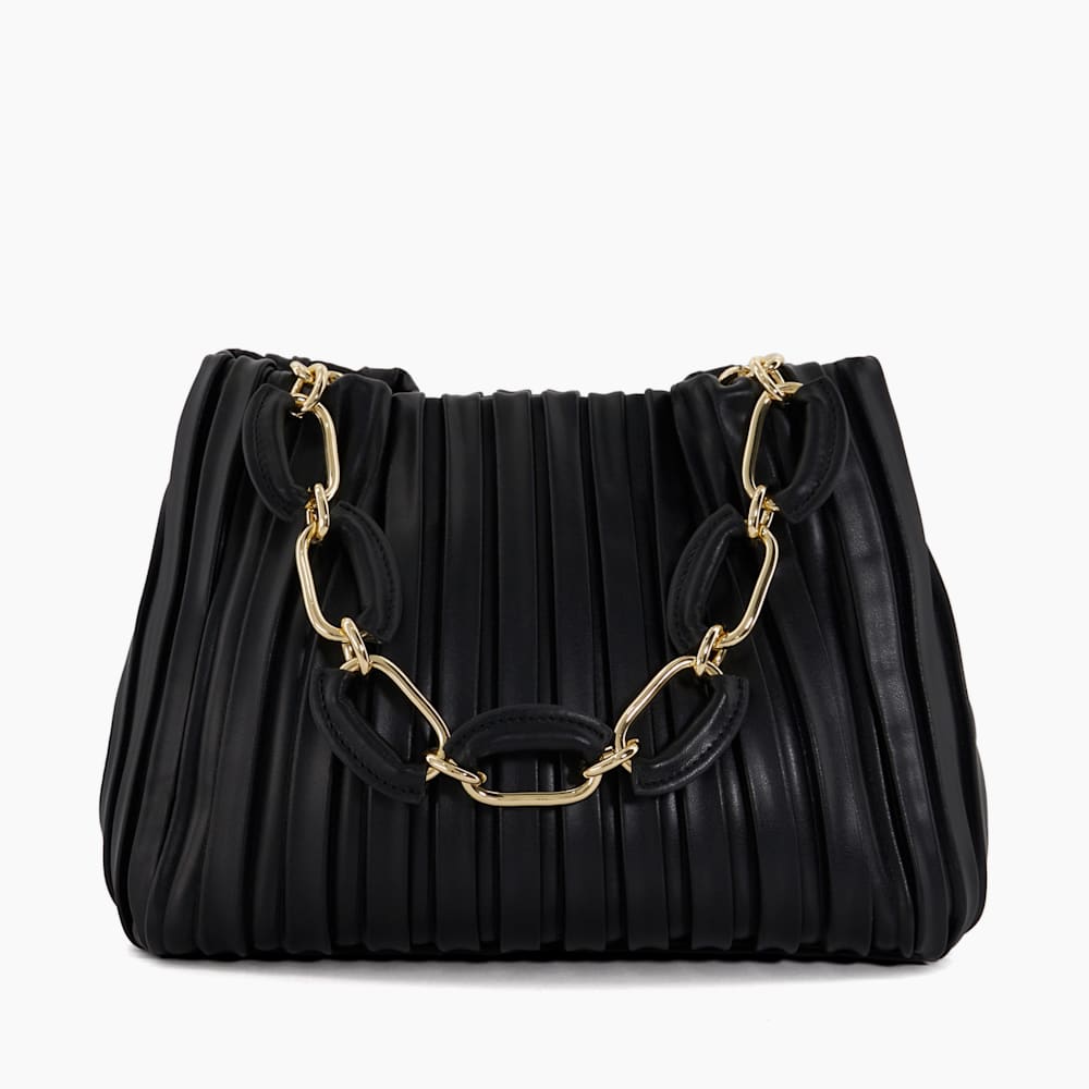 Dominie Black Medium Pleated Chain Handle Slouch Bag Dune London