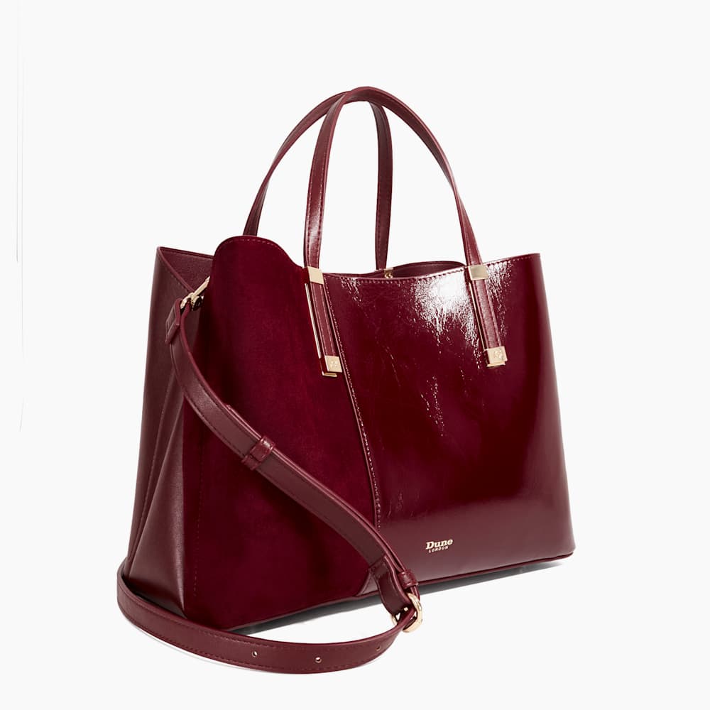 Dorry Burgundy, Textured Tote | Dune London