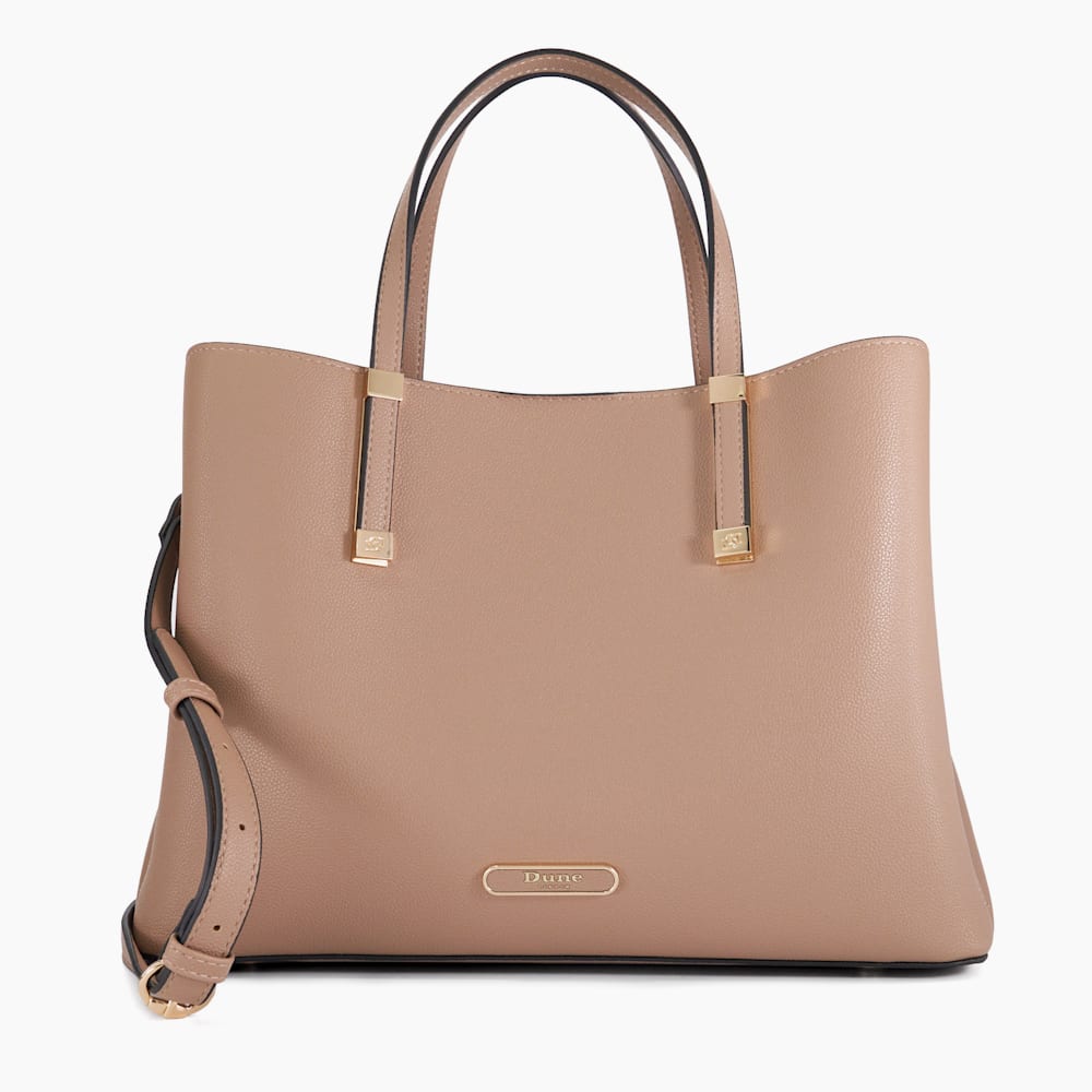 Dorry Taupe Branded Hardware Tote Bag Dune London
