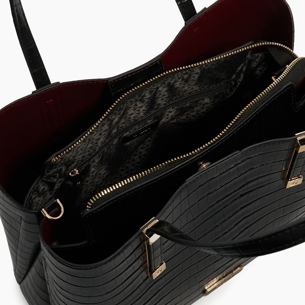Dorry Black, Branded Hardware Tote Bag | Dune London