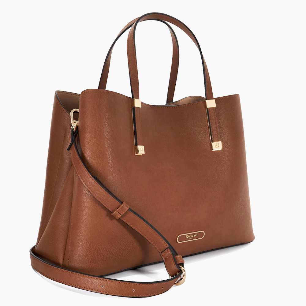 【DUNE LONDON】Dorry ブランドハードウェアトートバッグ 2way Dorry Tan, Branded Hardware Tote Bag | Dune London