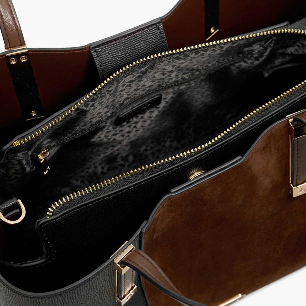Dorry Dark Brown Textured Tote Bag Dune London