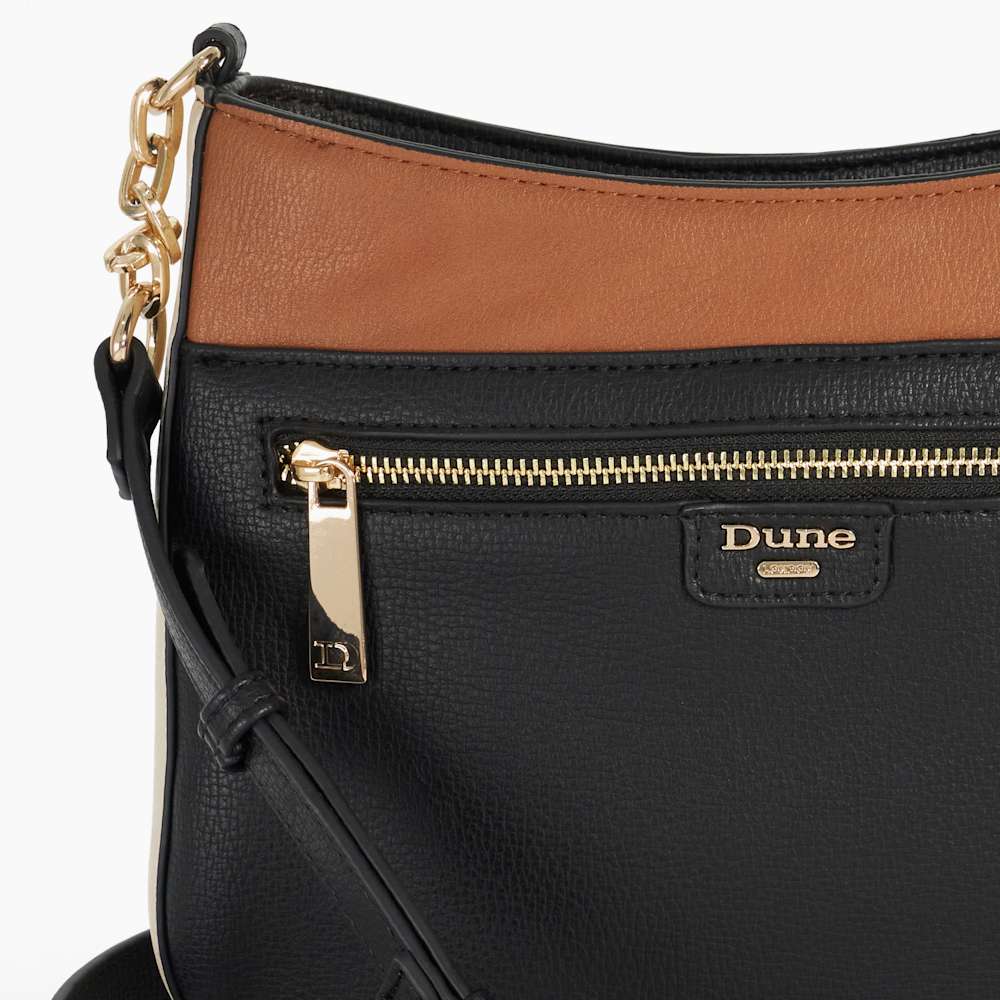 Dune London Dovie クロスボディバッグ Dovie Black, Long Handle Tri-Colour Cross Body Bag | Dune London