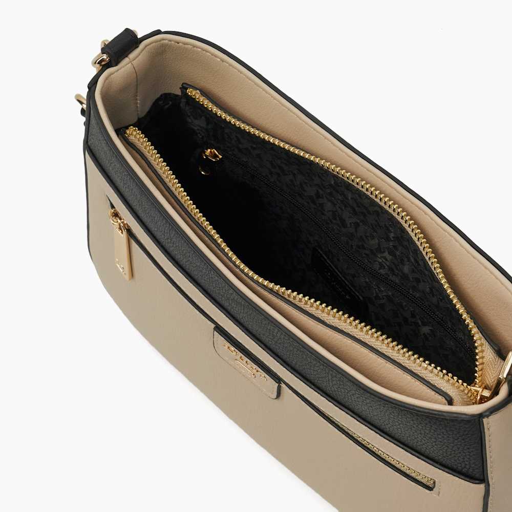 Dovie Black White, Long Handle Tri-Colour Cross Body Bag