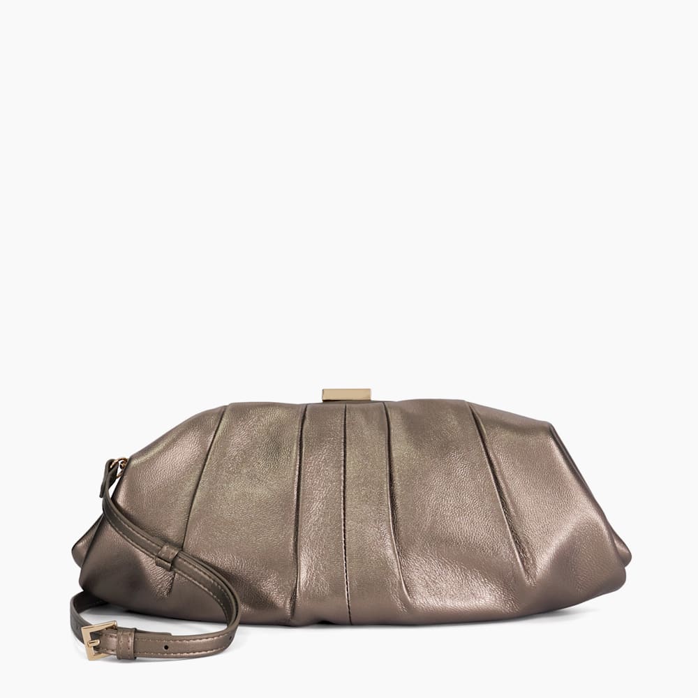 Pewter leather clutch bag clearance