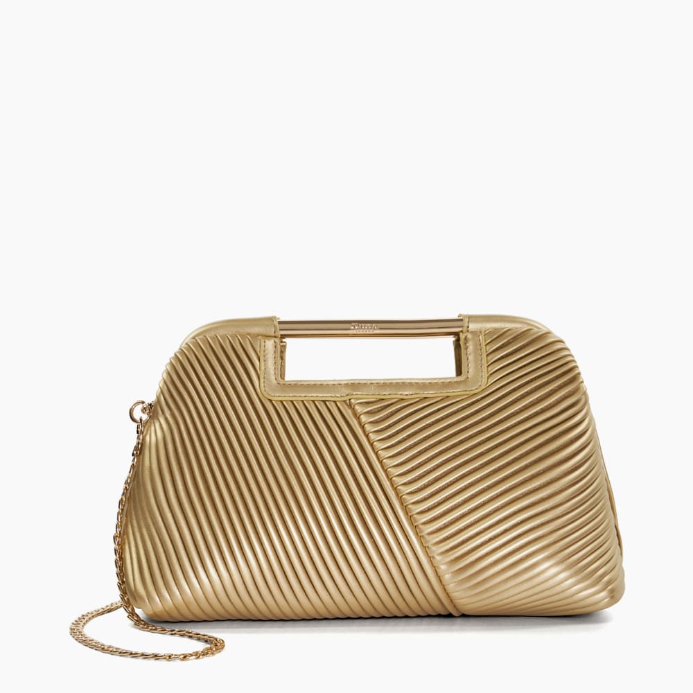 Ebec Gold Plissierte Clutch Dune London