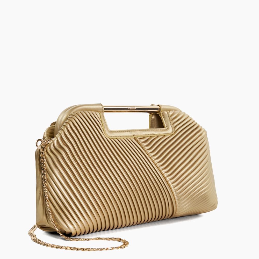 Ebec Gold Pleated Clutch Bag Dune London