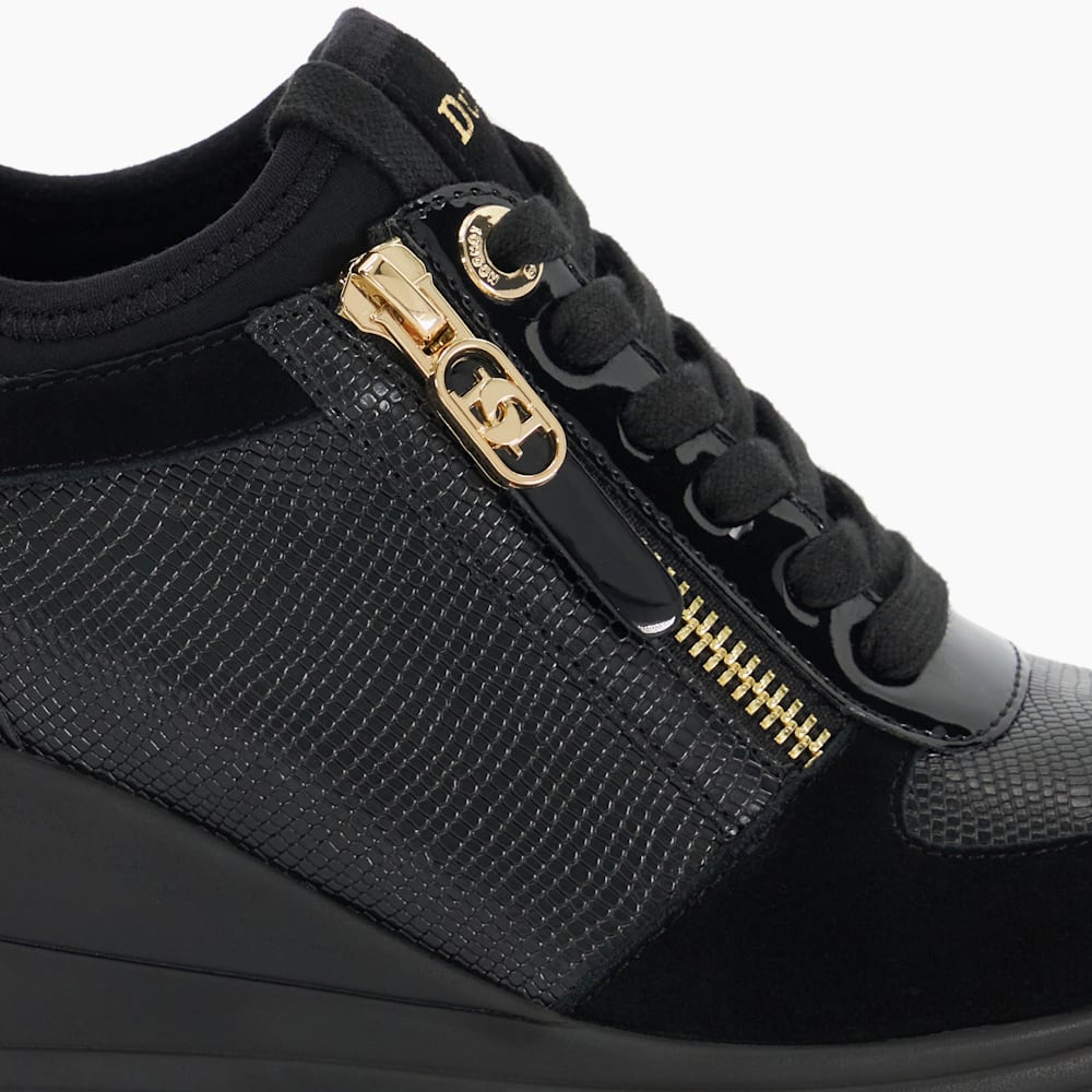 Eiline 2 Black Lace Up Wedge Trainers Dune London