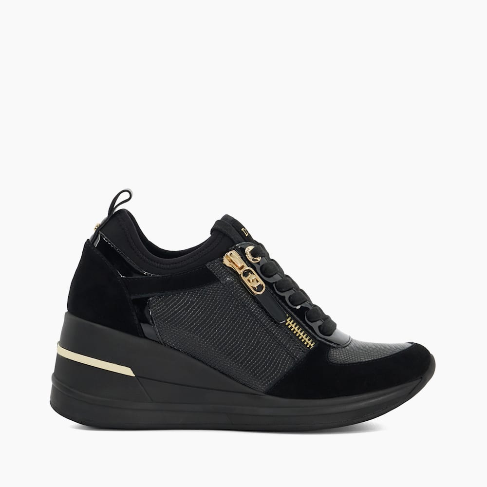 Black wedge sneakers with zipper clearance
