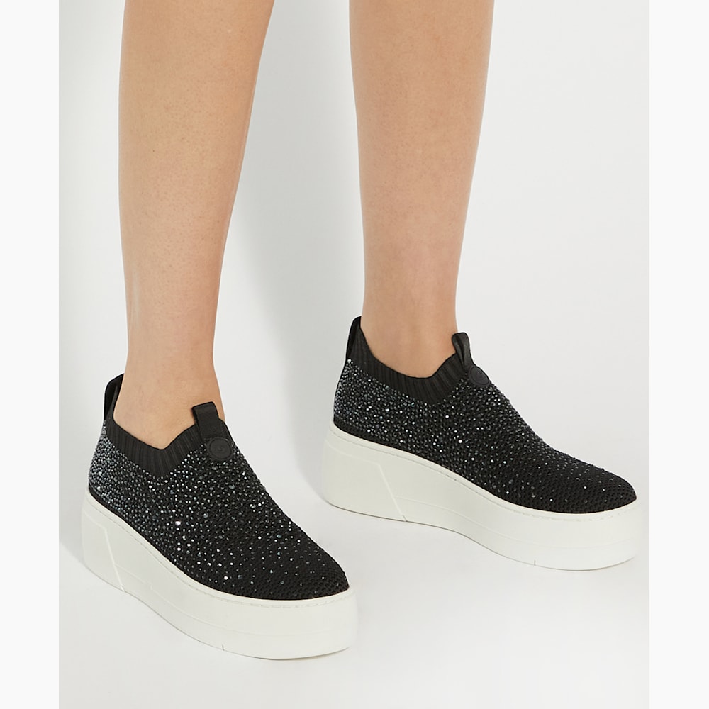 Elements Black Embellished Flatform Sock Trainers Dune London
