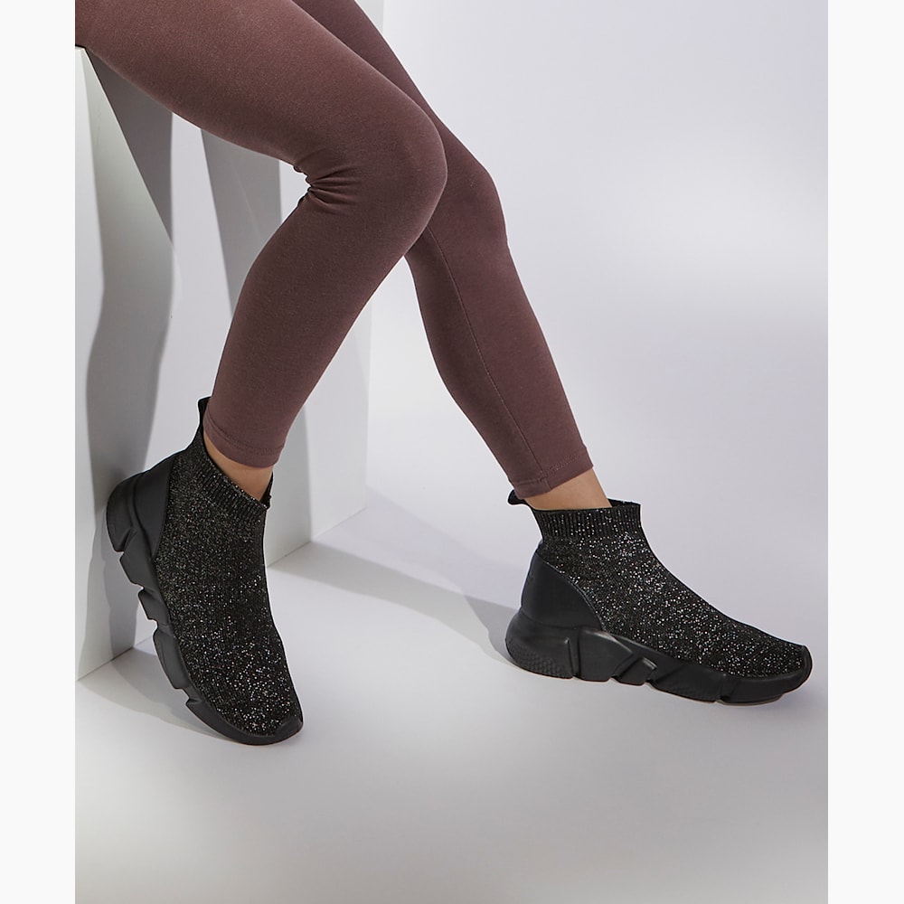 Elynn Black Kids Chunky Sole Sock Trainers Dune London