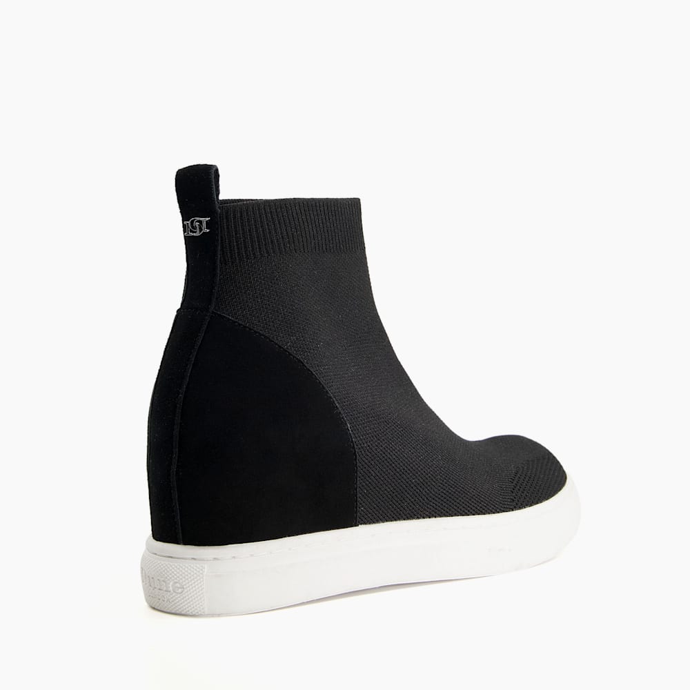 Empower Black Breathable Knit Hidden Wedge Trainers Dune London