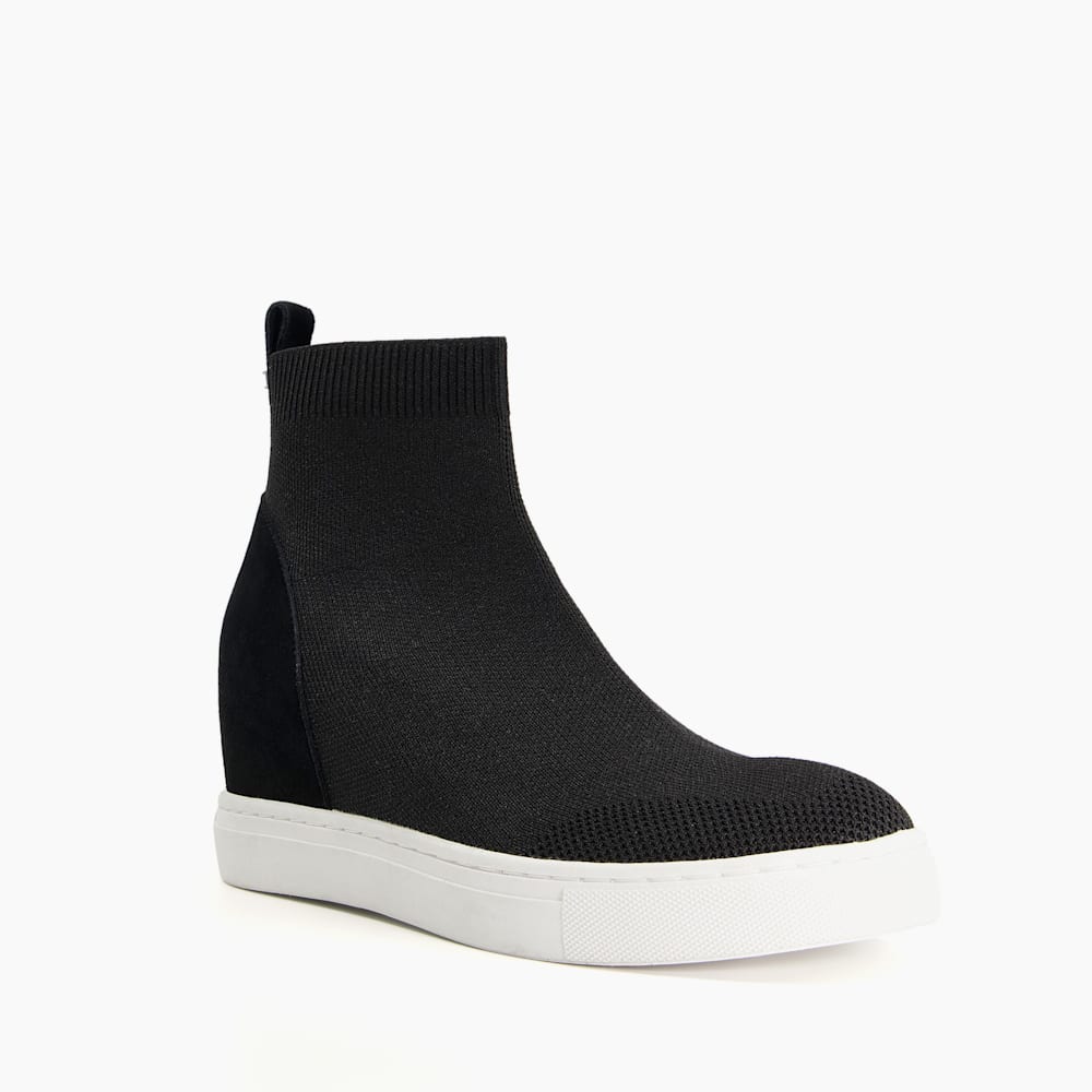 Empower Black Breathable Knit Hidden Wedge Trainers Dune London