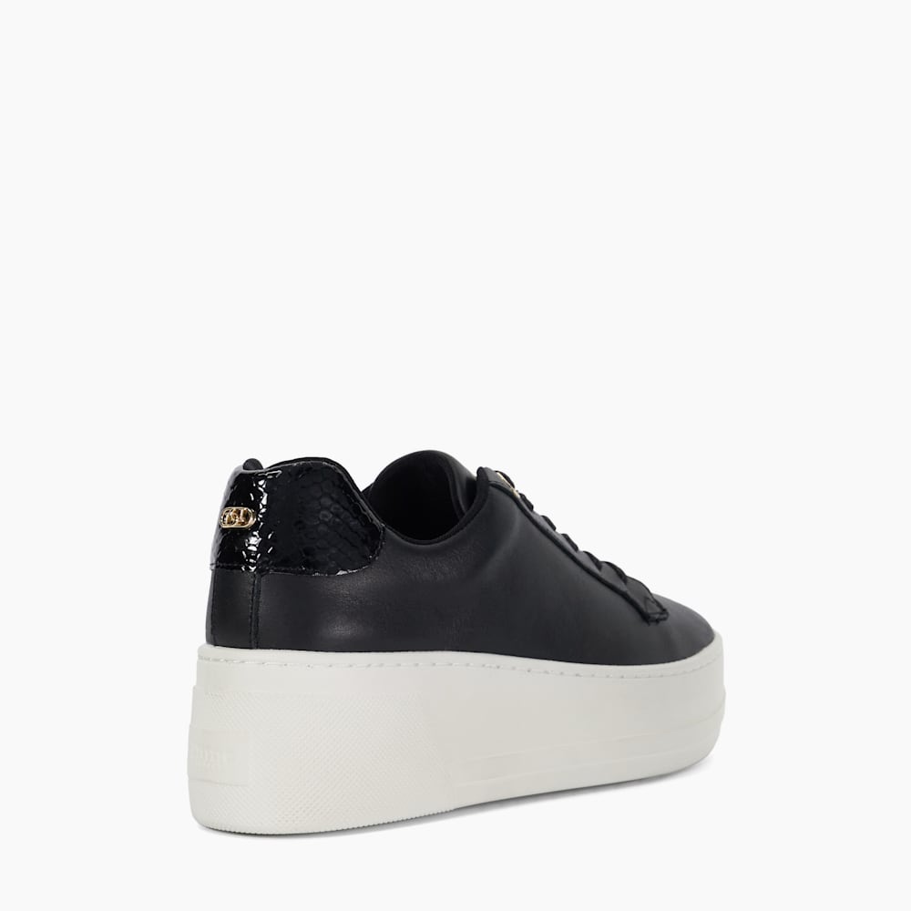 Episode Black Leather Flatform Trainers Dune London