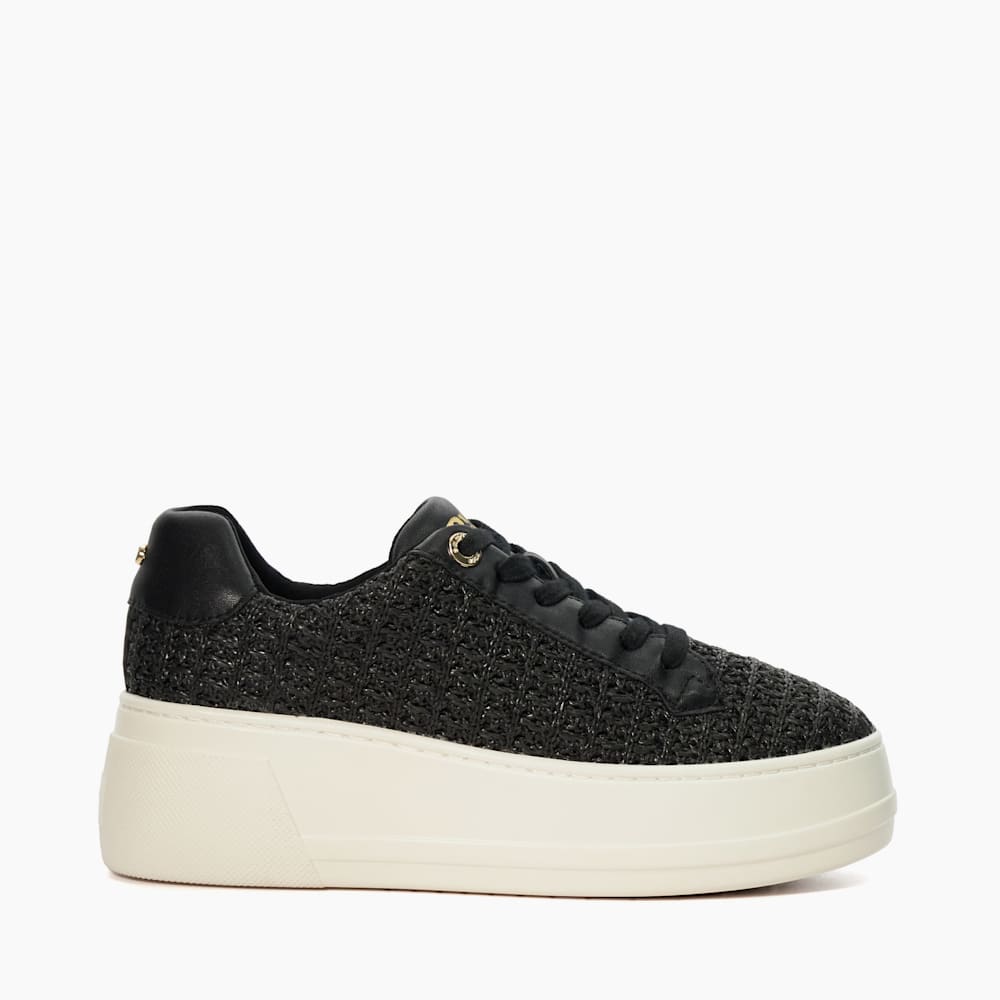 Episode Black Lace Up Flatform Trainers Dune London