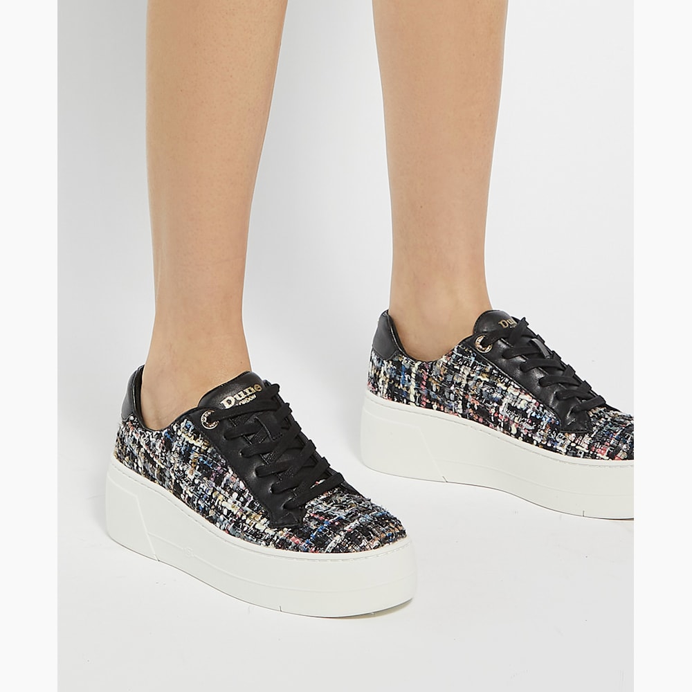 Episode Black Lace Up Flatform Trainers Dune London