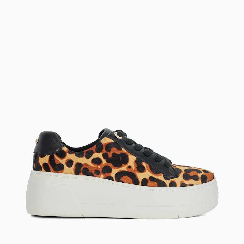 Episode Leopard Lace Up Flatform Trainers Dune London