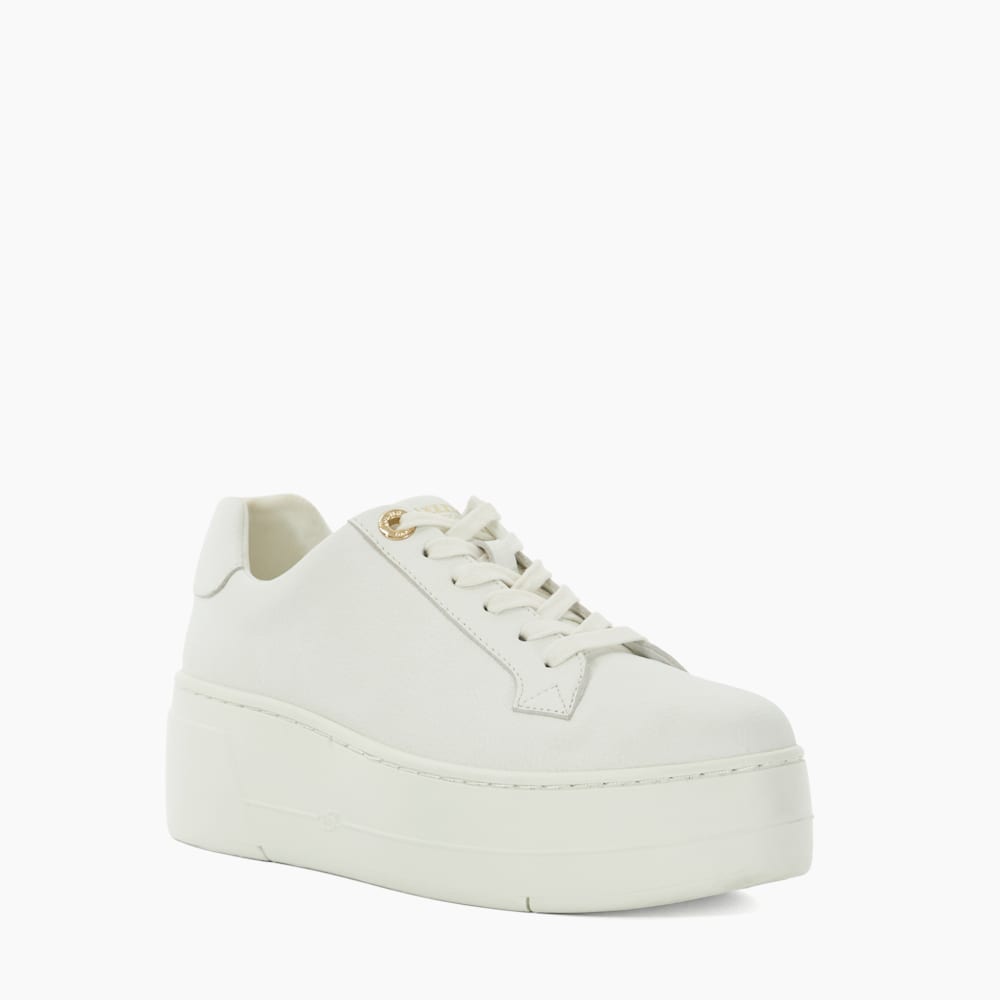 Episode White, Lace Up Flatform Trainers Dune London