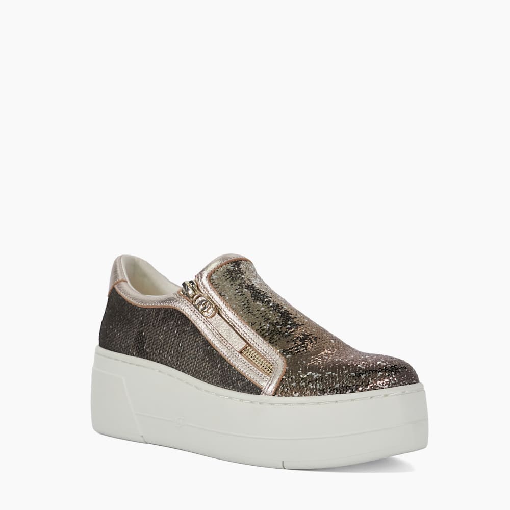 Episodic Gold Sequin Side Zip Chunky Flatform Trainers Dune London
