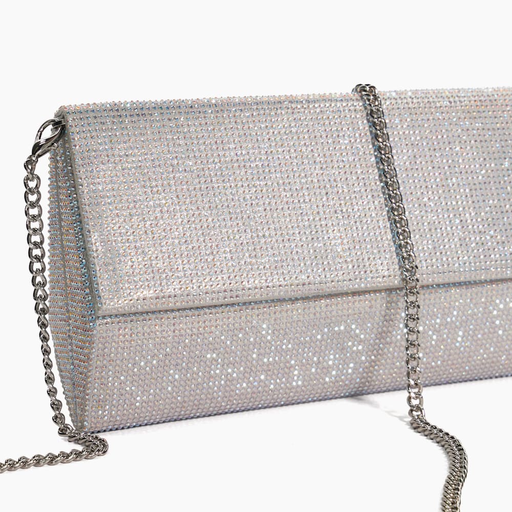 Esmes Silver Sparkly Box Clutch Dune London