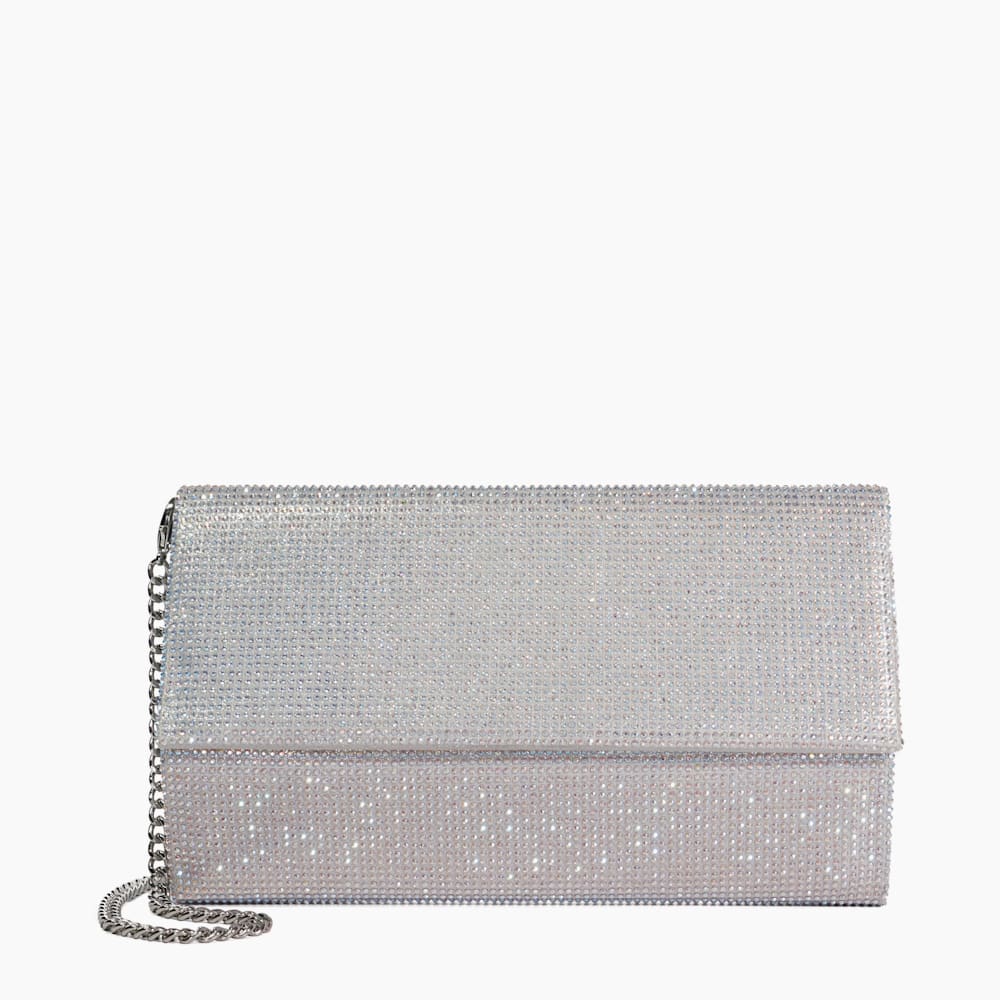 Esmes Silver Sparkly Box Clutch Dune London