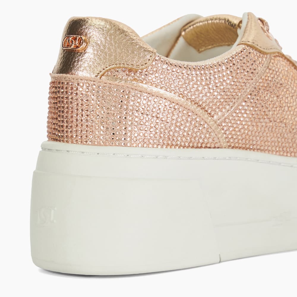 Evangelyn Rose Gold Lace Up Chunky Flatform Trainers Dune London