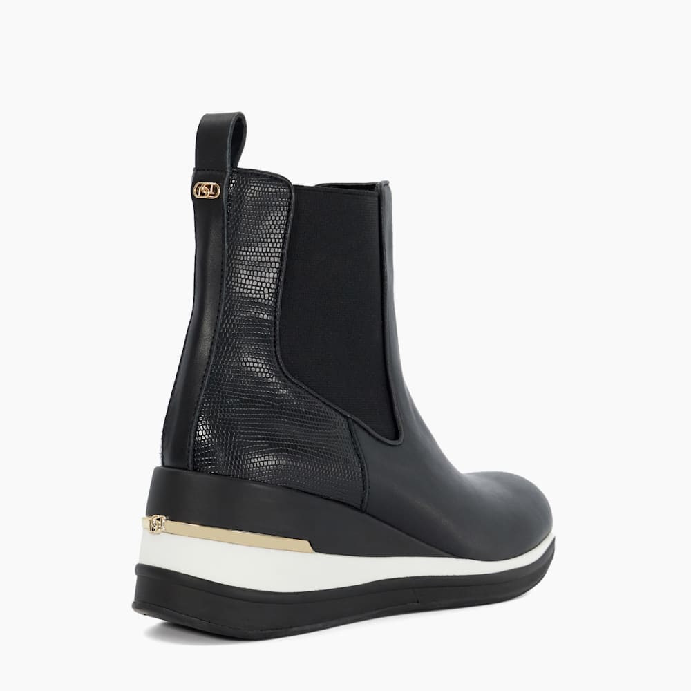 Black wedge heeled trainers discount