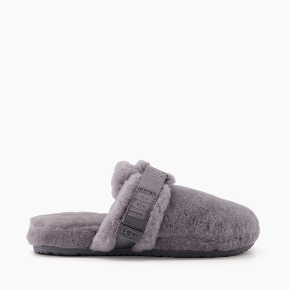 Fluff It Grey Faux Fur Mule Slippers Dune London