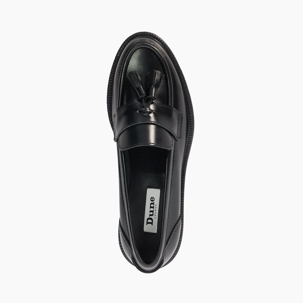 Black leather tassel loafers womens outlet