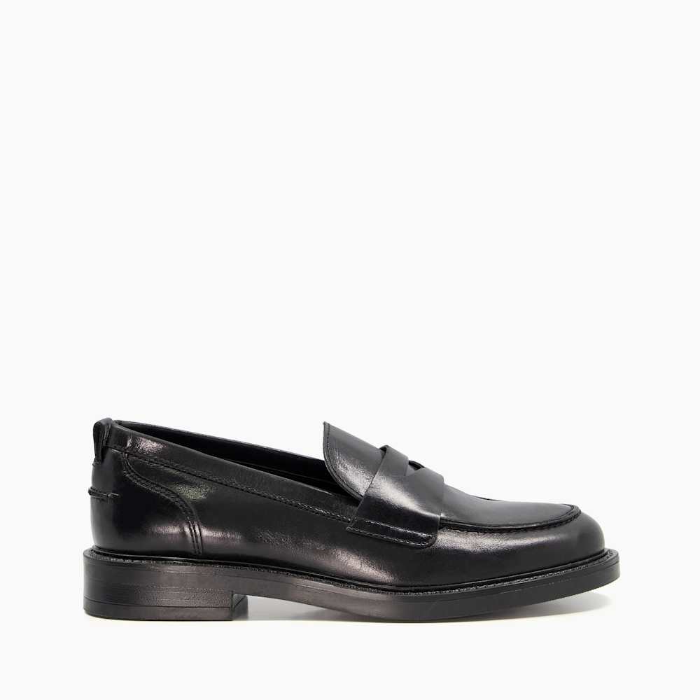 Geeno Black Minimalist Penny Loafers Dune London